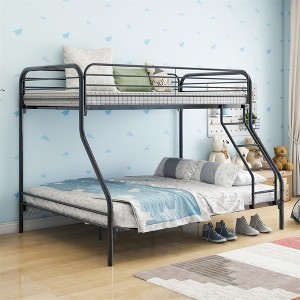 Twin Over Full Metal Bunk Bed, Sturdy Frame with Guardrail & Ladder, Easy Assembly for Kids' Bedroom or Guest Room - 1 of 4