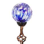 31" Resin Solar Pearlized Glass Honeycomb Finial Garden Stake Blue - Exhart