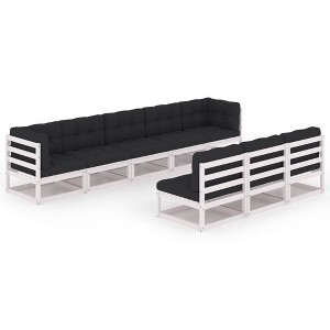 vidaXL 8 Piece Patio Lounge Set with Cushions Solid Wood Pine - White - 1 of 4
