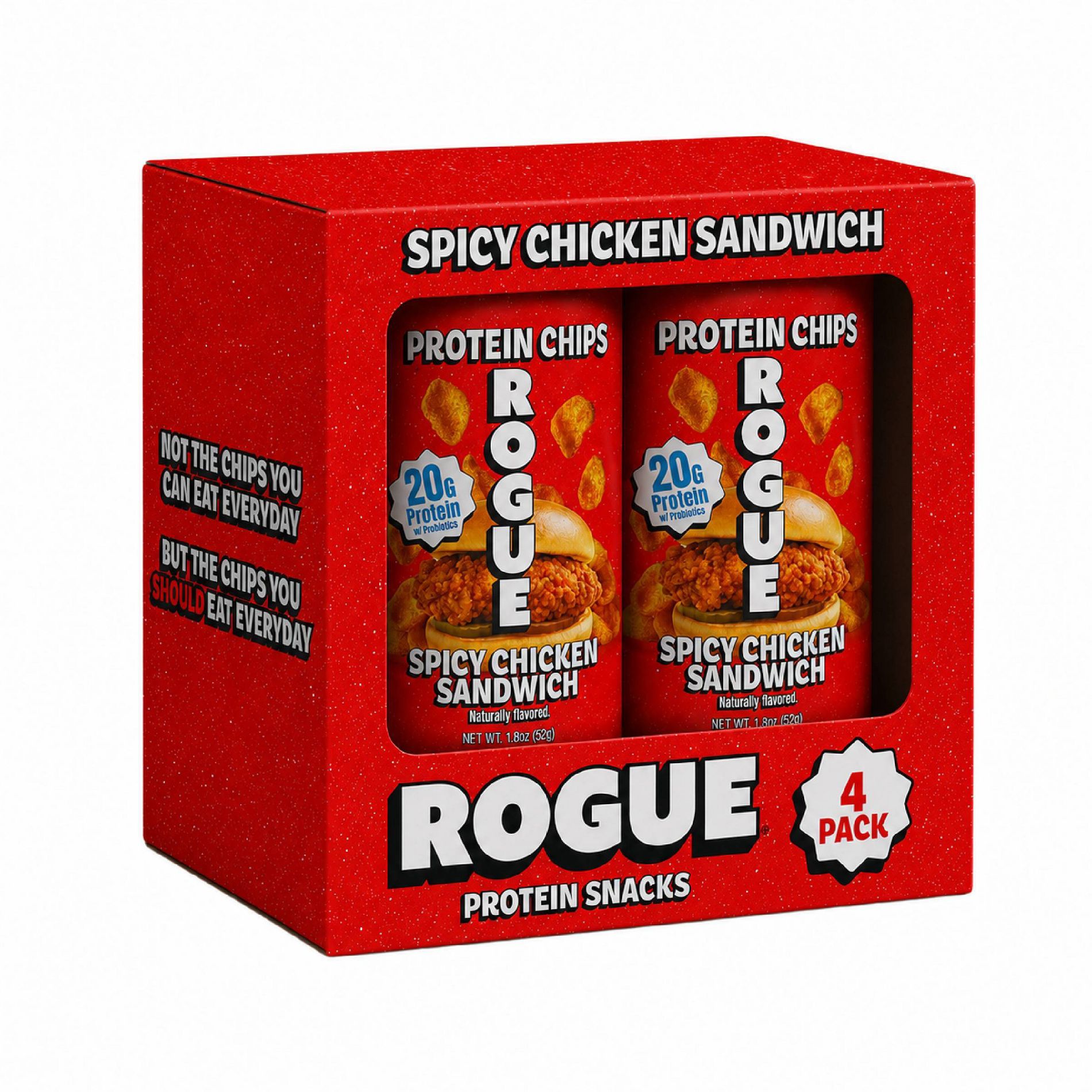 Rogue Protein Snacks Spicy Chicken Sandwich Protein Chips - 20g Protein - 7.3oz/4pk