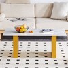 NicBex Modern Minimalist Rectangle Coffee Table with Tempered Glass Top,L-Shaped Center Table for Living Room,Living Room Furniture,Golden - 3 of 4