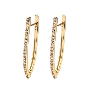 14K Gold over Sterling Silver Crystal Hoop Earrings - 1 of 4