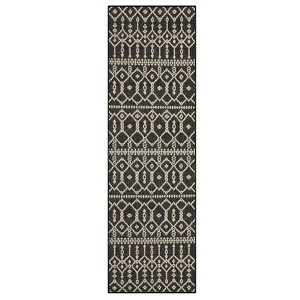 Modern Abstract Area Rug Low Pile Fade Stain Resistant Rug Soft Contemporary Accent Carpet for Living Room Bedroom Nursery,Black/2'3"x7'3" - 1 of 4