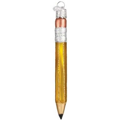 Old World Christmas Glass Blown Ornament for Christmas Tree, Yellow Pencil