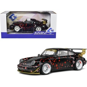 2021 RWB Aoki Matt Black with Cherry Blossom Graphics "Rauh WeltBegriff" 1/18 Diecast Model Car by Solido - 1 of 4