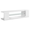 60" Glossy Laminate Contemporary TV Stand with Clear Tempered Glass Shelves and Open Storage for Living Room - 2 of 4