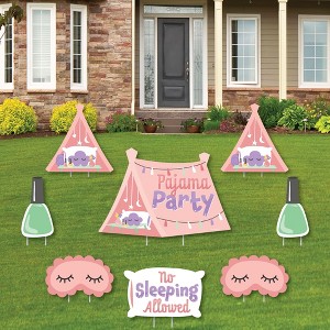 Big Dot of Happiness Pajama Slumber Party - Yard Sign and Outdoor Lawn Decorations - Girls Sleepover Birthday Party Yard Signs - Set of 8 - 1 of 4