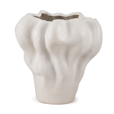 HomeRoots 12" Cream Abstract Sculptural Ceramic Table Vase