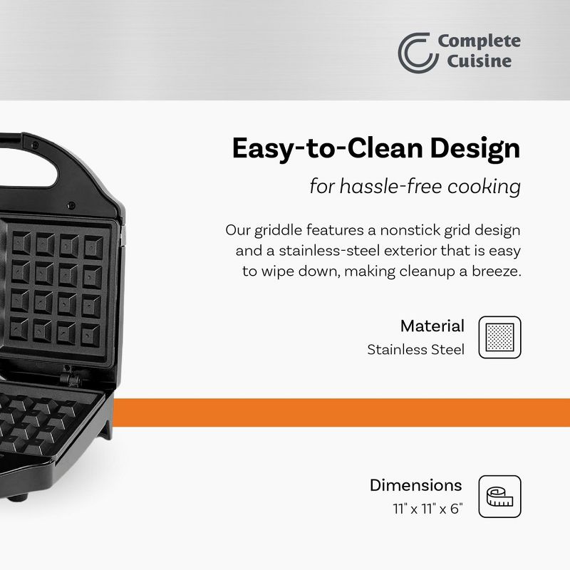 Complete Cuisine CC-WF2200 2-Slice Electric Waffle Maker, 3 of 7