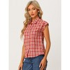 INSPIRE CHIC Women's Summer Plaid Short Sleeves Button Down Shirt - 3 of 4