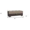 HomeRoots 50" Tan and Brown Chenille And Faux Leather Storage Ottoman - 3 of 4