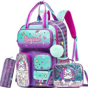 Generic Unicorn Backpacks for Girls School Backpack with Lunch Bag - 1 of 4
