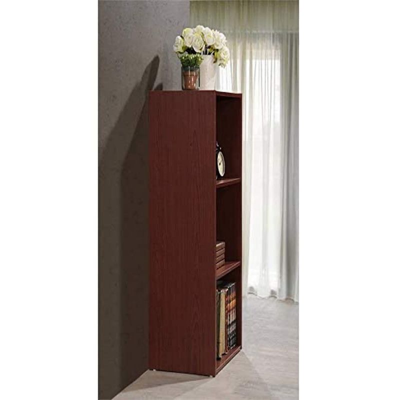 Hodedah HID23 High Quality 3 Shelf Home, Office, and School Organization Storage 35.67 Inch Tall Slim Bookcase Cabinets to Display Decor, Mahogany, 4 of 7