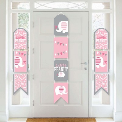 Big Dot of Happiness Pink Elephant - Hanging Vertical Paper Door Banners - Girl Baby Shower or Birthday Party Wall Decoration Kit - Indoor Door Decor