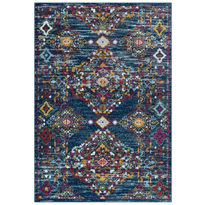Modway Entourage Khalida Distressed Vintage Floral Lattice 5x8 Area Rug
