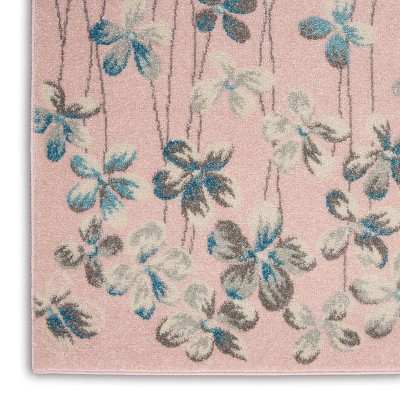 Reversible Pink Floral Viscose Blend 6' x 9' Area Rug