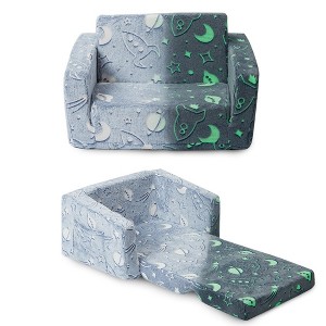 Toddler Couch,Toddler Chair,Kids Sofa Chair 2-in-1 Baby Seat Furniture Fold Out, Convertible Sofa to Lounger Soft Comfy Glow in The Dark Kids Sofa Bed Gifts for Kids Girl Boys - 1 of 4