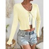 Clearlove Cropped Cardigan For Women Casual Tie Up Top V Neck Knitted Open Front Shrug Sweater - 4 of 4