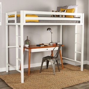 Premium Deluxe Twin Metal Loft Bed - White - Saracina Home