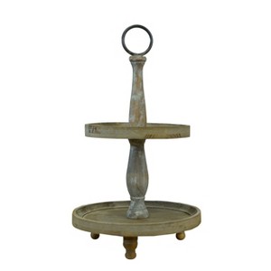 VIP Wood 21 in. Brown 2-Tiered Tray - 1 of 4