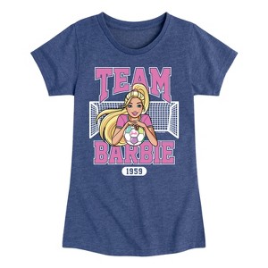 Girls' - Barbie - Team Barbie Soccer- Girls Fitted Short Sleeve Graphic T-Shirt Fitted Short Sleeve Graphic T-Shirt - 1 of 4