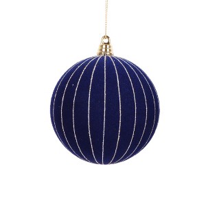 Vickerman 4" Round Velvet Striped Ornament - 1 of 1