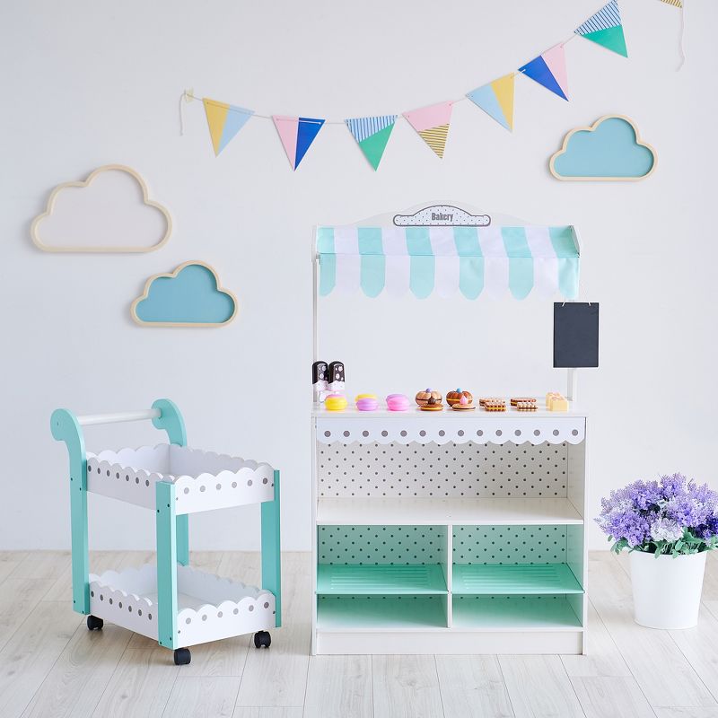 Teamson Kids My Dream Bakery Shop and Pastry Cart Wooden Play Set, White/Mint, 4 of 14