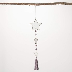 19"H Sullivans Mirrored Star Trio Ornament  Silver Christmas Ornaments - 1 of 2