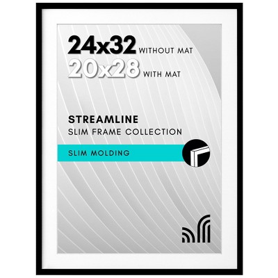 Americanflat Cornice Con Plexiglass Lucido 30,5x40,6 Cm - Streamline, Bordo Sottile, Nero, Per Esposizione A Parete