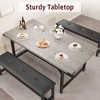 63" Dining Table Set for 4-6, Large Wooden Extendable Kitchen Table Set for 6, Rectangle Kitchen Table Set with 2 Upholstered Benches, Retro Gray - 3 of 4