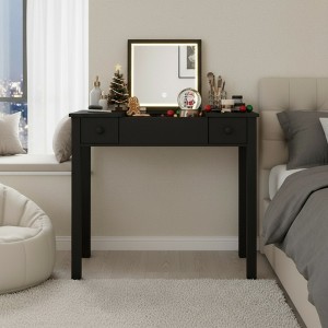 FONTOI 33"W Multifunctional Vanity Desk with Flip-top Mirror 2 Drawers 3 Removable Boxes for Woman Bedroom Dressing Room, Black/Gray - 1 of 4