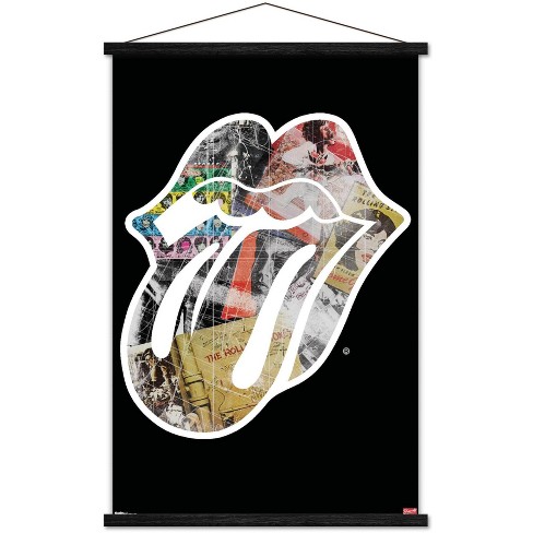 Trends International Rolling Stones - Logo Premium Framed Wall Poster  Prints Black Hanger Bundle 22.375