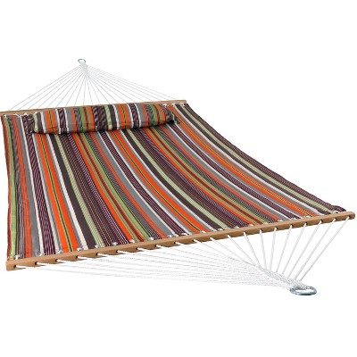 Sunnydaze Heavy-Duty Quilted Fabric Hammock Two-Person with Spreader Bars  - 450 lb Weight Capacity - Canyon Sunset