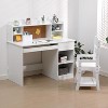 Kids Desk and Chair Set, Wooden Study Table with Storage Shelf, Bulletin Board, Keyboard Stand and Pen Holder, Children School Learning Desk Set - 4 of 4