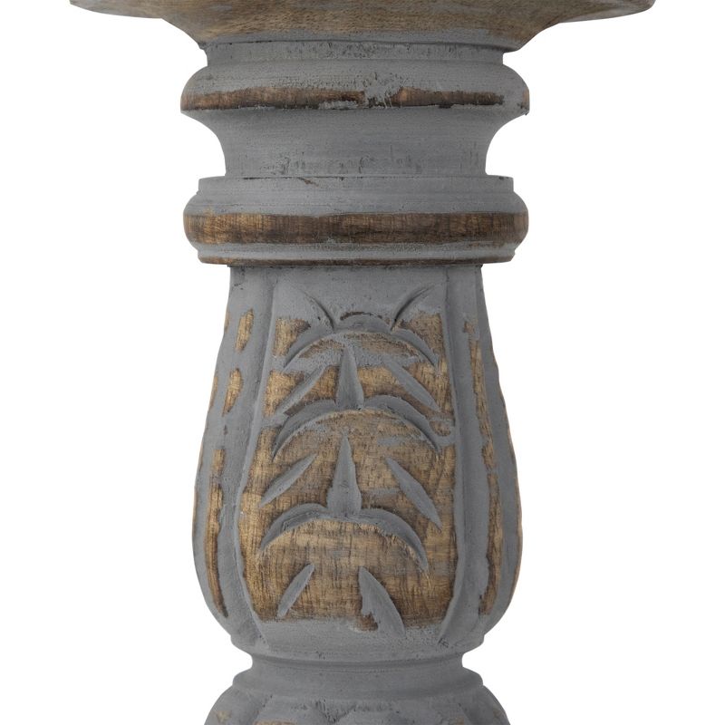 Northlight Set of 3 Brushed Gray Tripod Wooden Pillar Candle Holders 18", 4 of 6