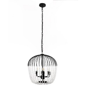 YANSUN 6-Light Black Crystal Pendant Light, Modern Statement Chandelier with E12 Base for Living Room or Dining Room - 1 of 1
