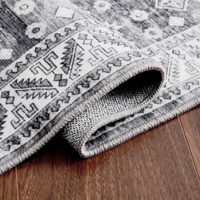 Gray 9' x 12' Vintage Distressed Washable Area Rug