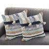 HomeRoots Set of Two Blue Striped Cotton Throw Pillow With Tassels - 2 of 4