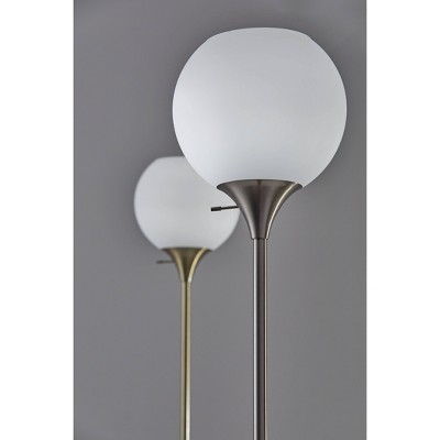 71" Brushed Steel and Marble Torchiere Floor Lamp