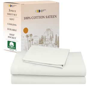 Soft 100% Cotton Sheets Set - Cooling Durable Sateen, Deep Pocket - by California Design Den - 1 of 4