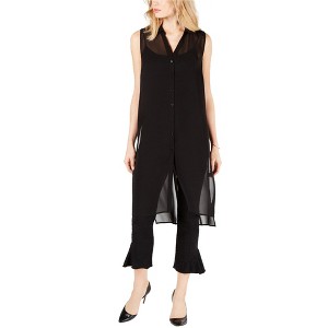 I.N.C International Concepts Womens High-Low Tunic Blouse, Black, Medium - 1 of 1