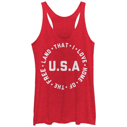 Women's Lost Gods Fourth Of July Home Of Free Usa Racerback Tank Top ...