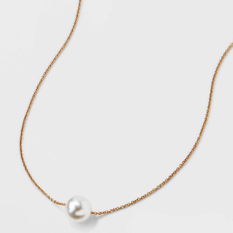 Pearl Pendant Thin Necklace - A New Day&#8482; Gold, 5 of 6