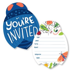 Big Dot of Happiness Buggin' Out - Shaped Fill-In Invitations - Bugs Birthday Party Invitation Cards with Envelopes - Set of 12 - 1 of 4