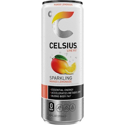 CELSIUS Sparkling Mango Lemonade Functional Energy Drink - 12 fl oz Can
