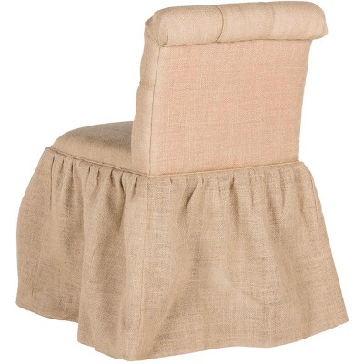 Allie Beige Linen Tufted Vanity Chair