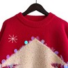 Womens Ugly Christmas Sweater Novelty Sequined Crew Neck Sweater Handmade Christmas Tree Deer Jacquard Pullover Sweater - 3 of 4