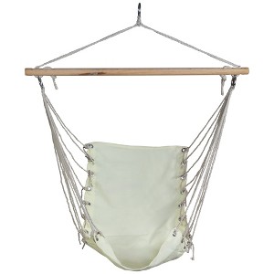 Northlight Hammock Chair With Wooden Bar - 37.25" x 33" - Cream - 1 of 4