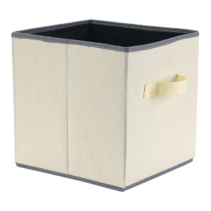 Unique Bargains Square Fabric Collapsible Storage Basket Bin with Handle 3 Pcs - 1 of 4