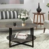 Round Coffee Table With 2-Tier Storage, Farmhouse Living Room Cocktail Table With Metal Leg, Patchwork Desktop Effect - 3 of 4